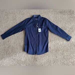 Stylish Men's Dark Blue Button Down Shirt